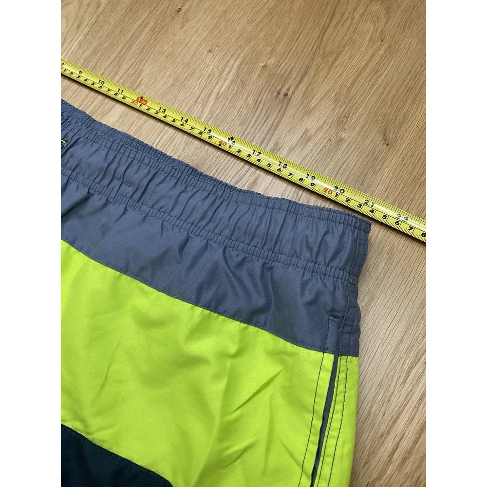 Op Ocean Pacific Swim‎ Trunks Mens 2XL  Black Gray Lime Mesh Lined Shorts